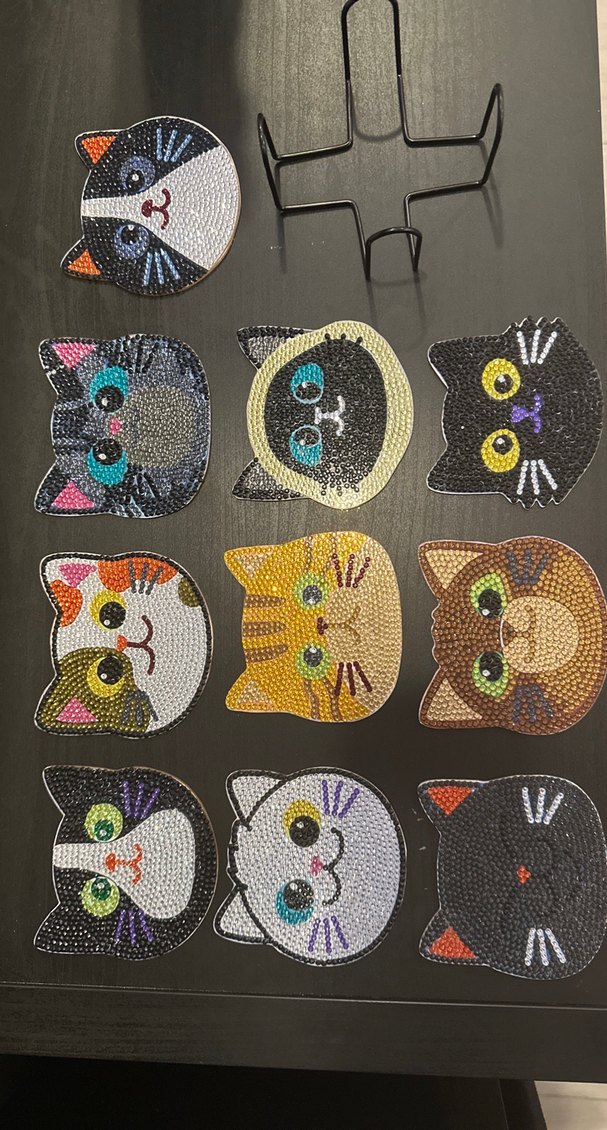 Renkli Kedi Figürlü Boncuklu Aksesuarlar bardak altlıgı - Görsel 4