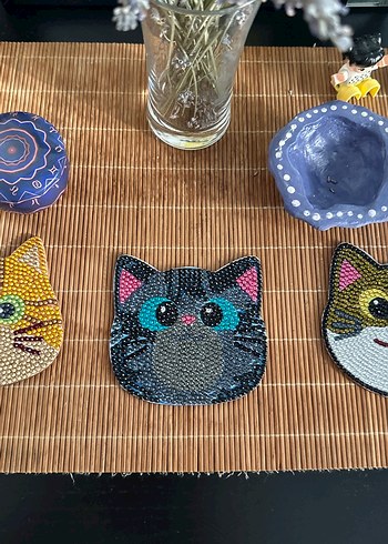 Renkli Kedi Figürlü bardak altlığı - Görsel 9