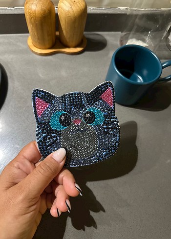 Renkli Kedi Figürlü bardak altlığı - Görsel 2