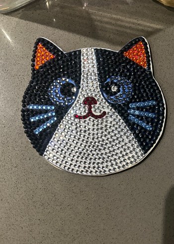 Taşlı Kedi Figürlü bardak altlıgı - Görsel 2