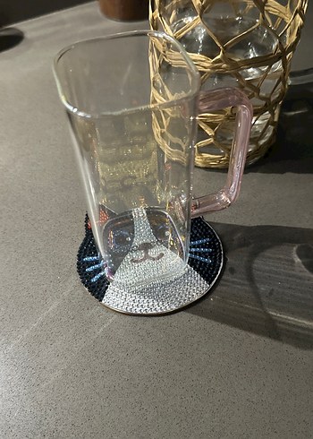 Taşlı Kedi Figürlü bardak altlıgı - Görsel 4