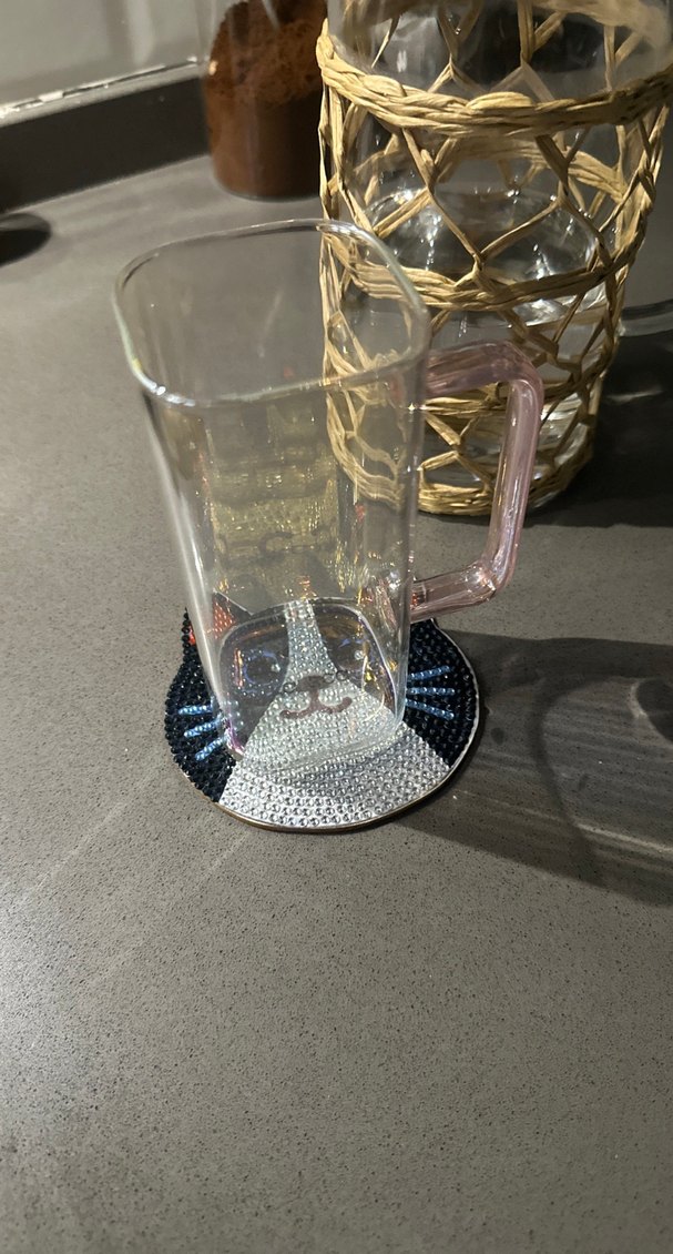 Taşlı Kedi Figürlü bardak altlıgı - Görsel 4