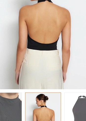 Siyah Boyundan Bağlamalı Kolsuz Kadın Bluz - Görsel 2