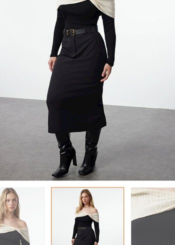 Bej Kayık Yaka Kemerli Kadın Bluz - Görsel 2