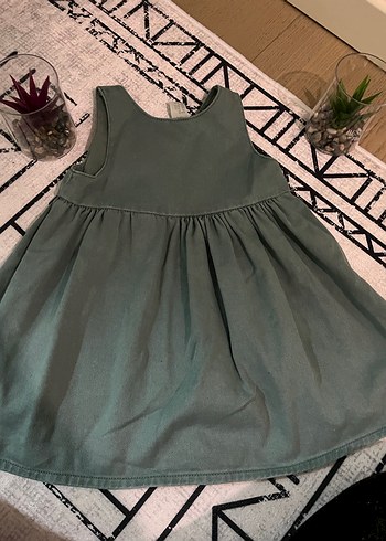 HM Kız Çocuk Keten Düğmeli Salaş Elbise - Görsel 2