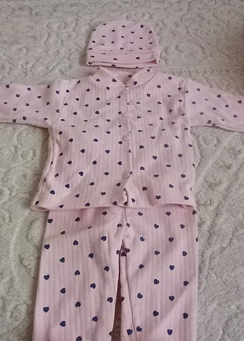 Düğmeli Pembe Bebek Kız Takımı