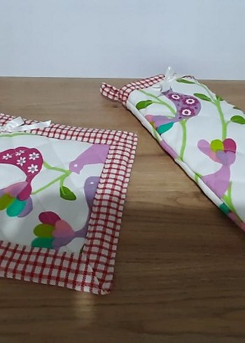 Renkli Desenli Fırın Eldiveni ve Tutacak - Görsel 2
