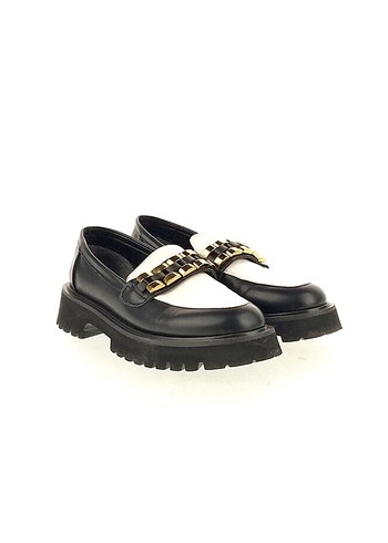 Beyaz Zincir Detaylı Platform Topuklu Kadın Loafer - Görsel 2