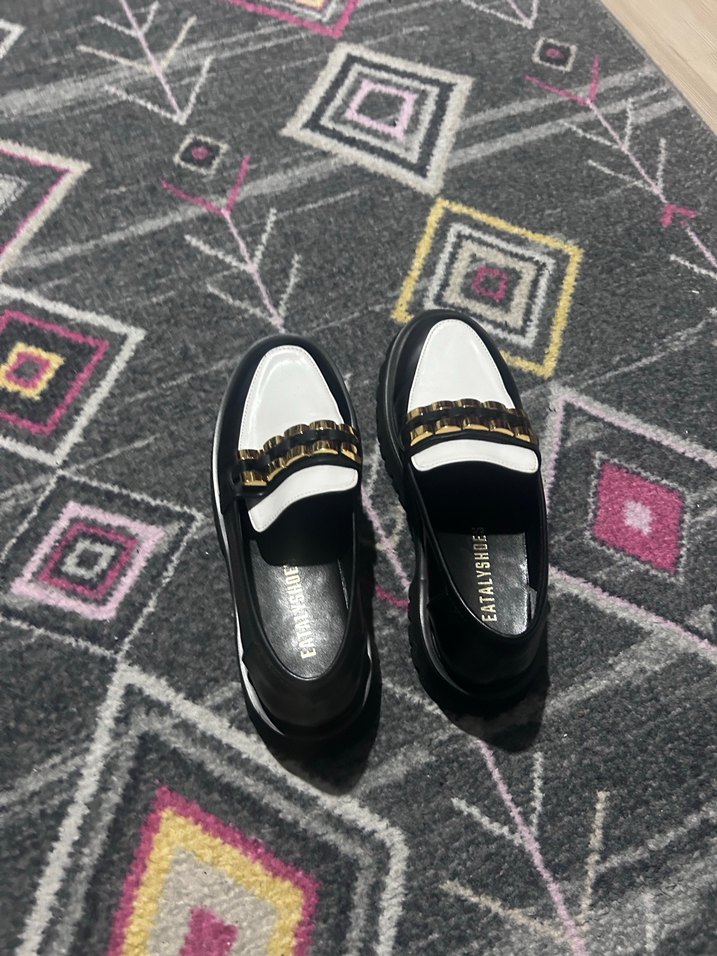 Beyaz Zincir Detaylı Platform Topuklu Kadın Loafer - Görsel 4