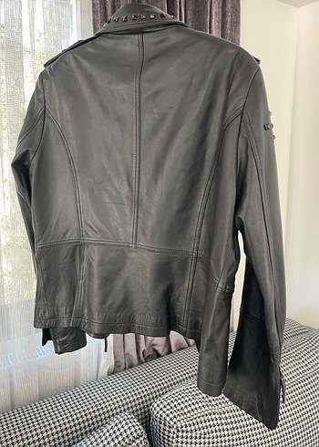 Siyah Deri Kadın Biker Ceket - Görsel 6