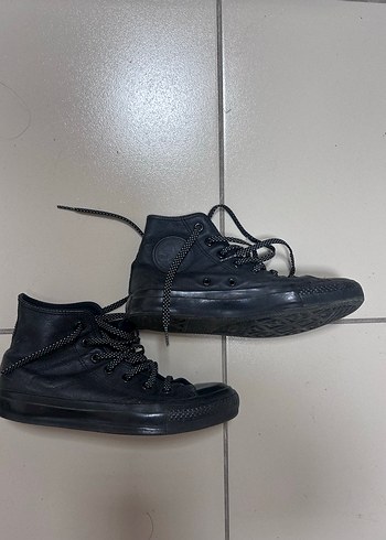 Siyah Deri Converse - Görsel 10