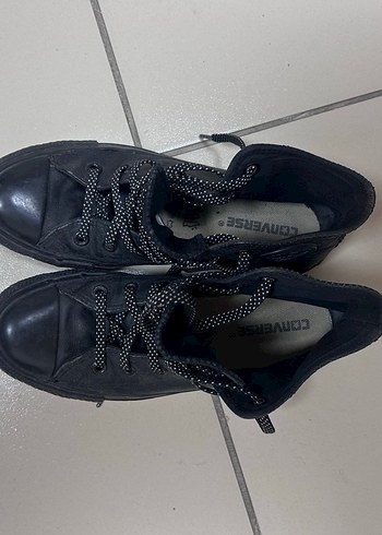 Siyah Deri Converse - Görsel 6