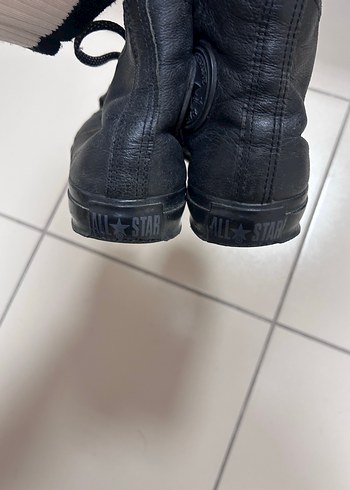 Siyah Deri Converse - Görsel 8
