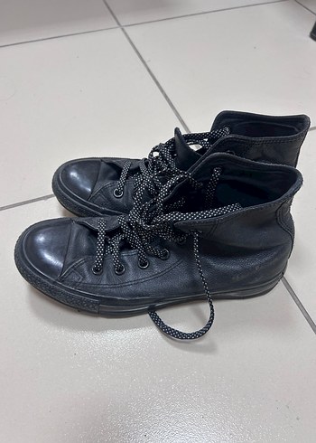 Siyah Deri Converse - Görsel 2