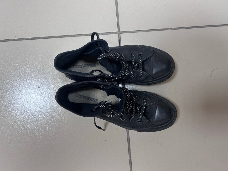 Siyah Deri Converse - Görsel 5