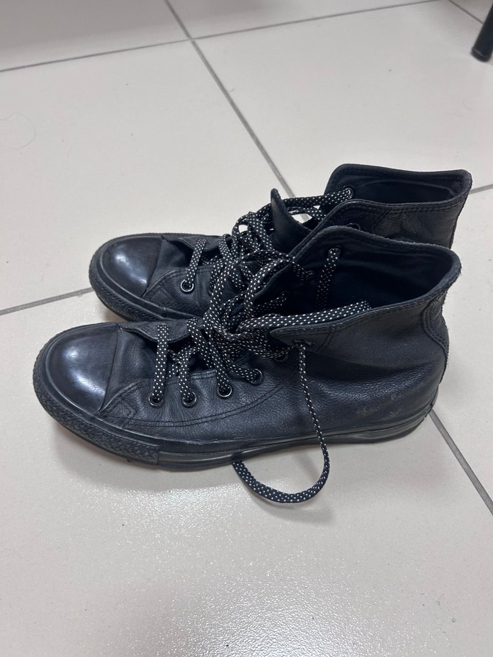 Siyah Deri Converse - Görsel 2