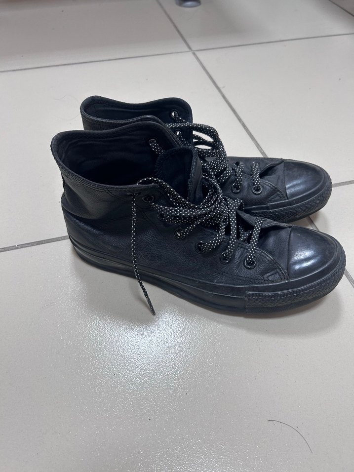 Siyah Deri Converse - Görsel 3