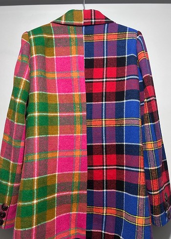 Renkli Ekose Kadın Blazer Ceket - Görsel 7