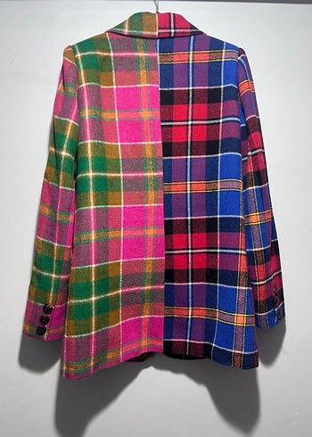 Renkli Ekose Kadın Blazer Ceket - Görsel 6