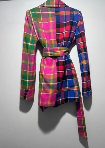 Renkli Ekose Kadın Blazer Ceket - Görsel 8