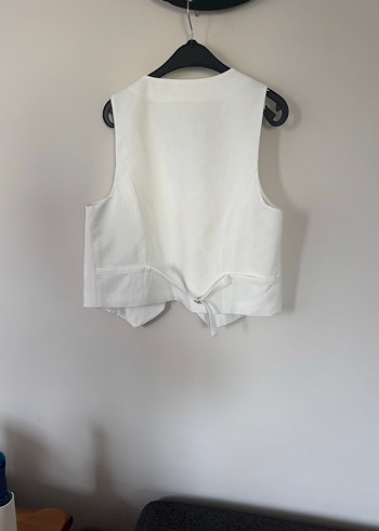 s Beden Zara Sarı Keten Mini Düğmel yelek