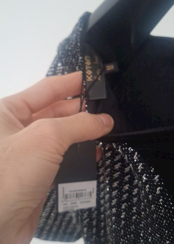 Gri Çizgili ışıltılı Midi Kadın Triko Elbise - Görsel 4