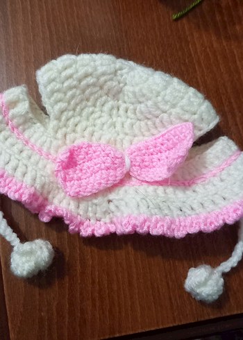 Pembe Fiyonklu Kedi Şapkası - Görsel 2