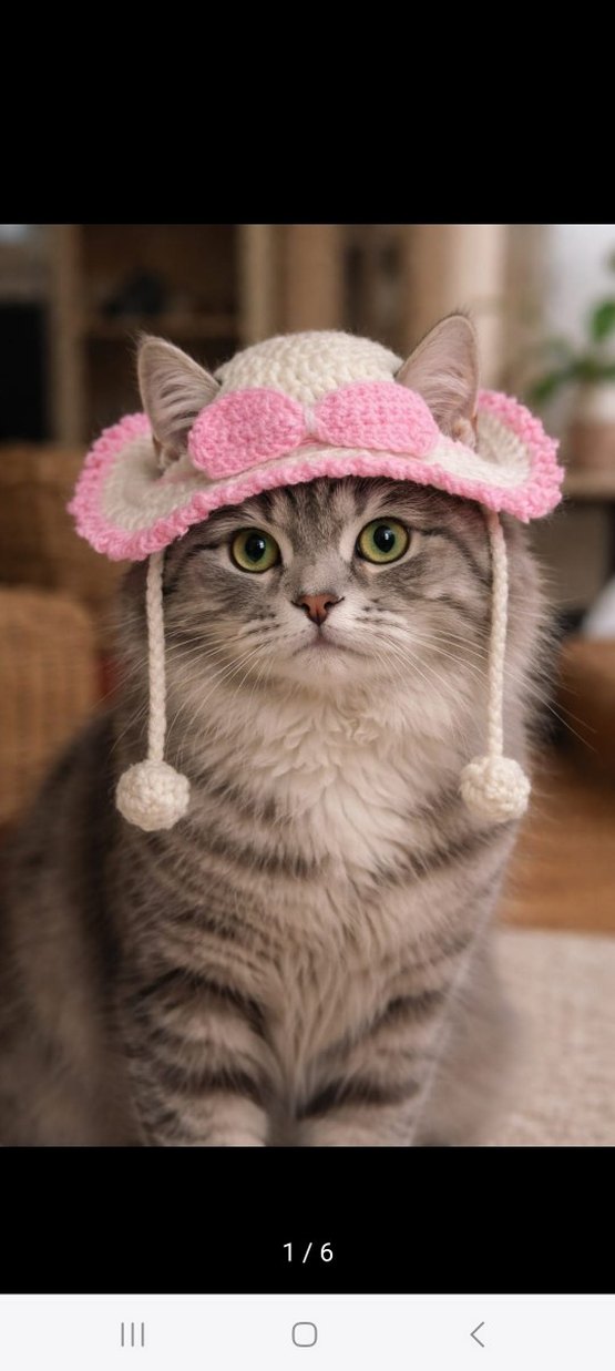 Pembe Fiyonklu Kedi Şapkası - Görsel 4