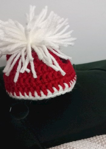 Kırmızı Nakışlı Örgü kedi şapkasi - Görsel 5