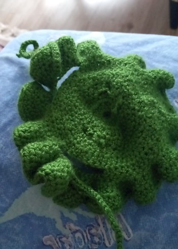 Yeşil Örme Kedi Şapkası - Görsel 4