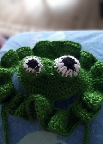 Yeşil Örme Kedi Şapkası - Görsel 3