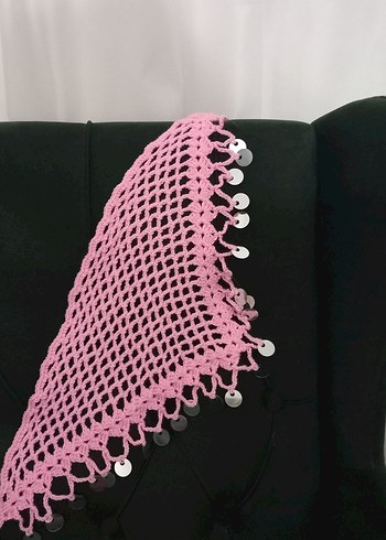 Pembe Dantel Örgü Bohem Kadın Saç Bandı - Görsel 5