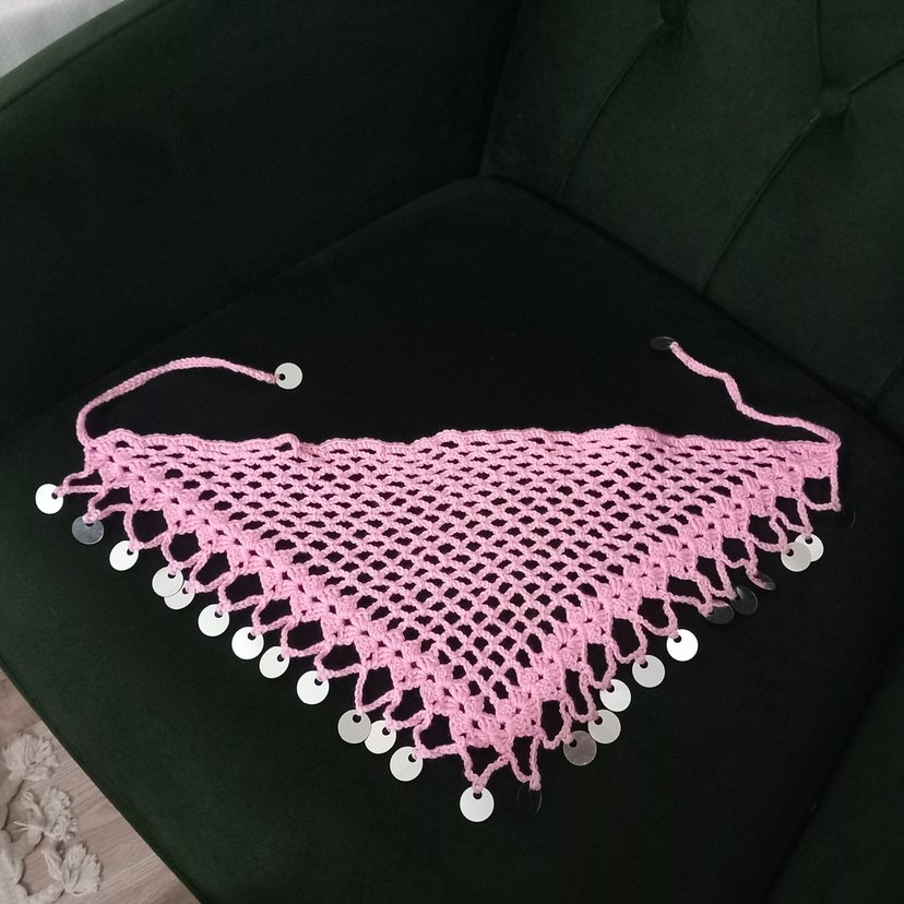 Pembe Dantel Örgü Bohem Kadın Saç Bandı - Görsel 3