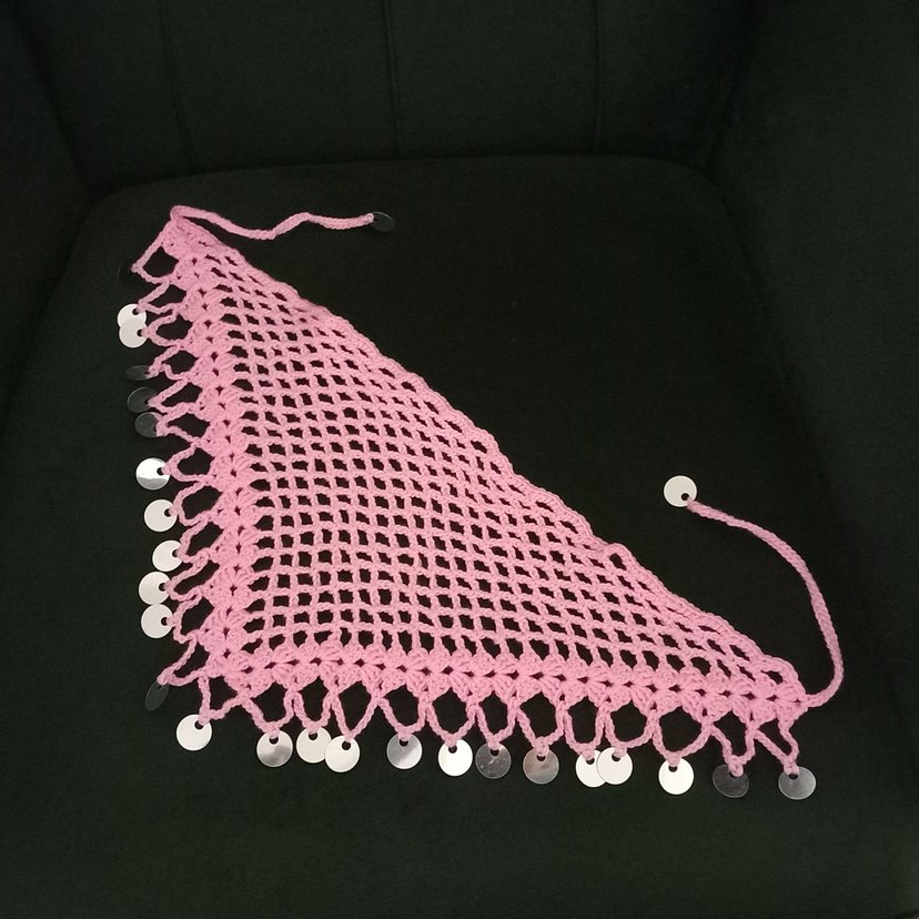 Pembe Dantel Örgü Bohem Kadın Saç Bandı - Görsel 2