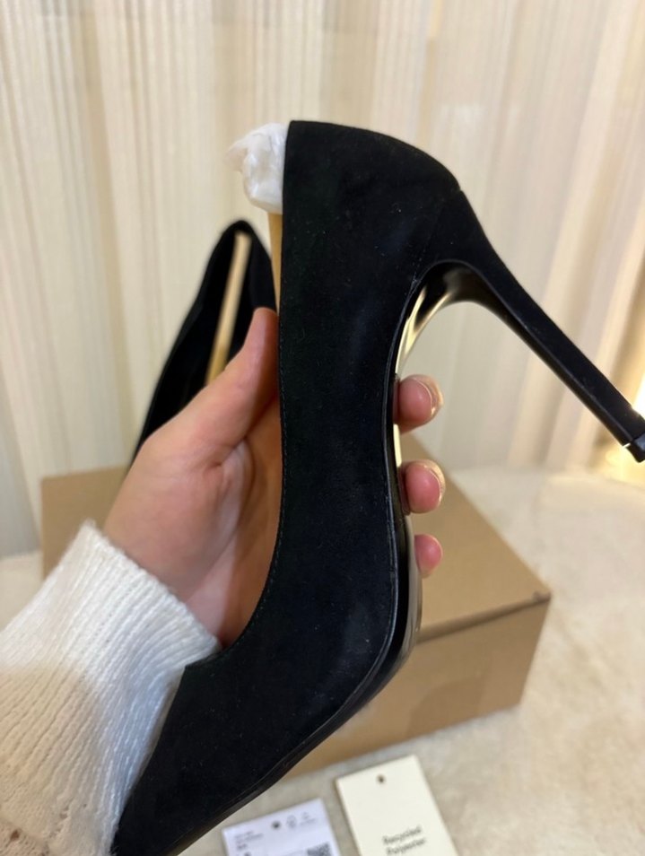 Siyah Minimalist Stiletto Topuklu Kadın Ayakkabı - Görsel 3