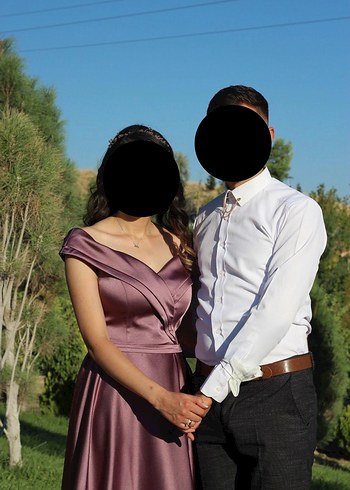 Mor Drapeli Uzun Abiye Elbise - Görsel 2