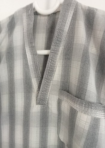 Gri V Yakalı Erkek Kısa Kollu Pijama - Görsel 3