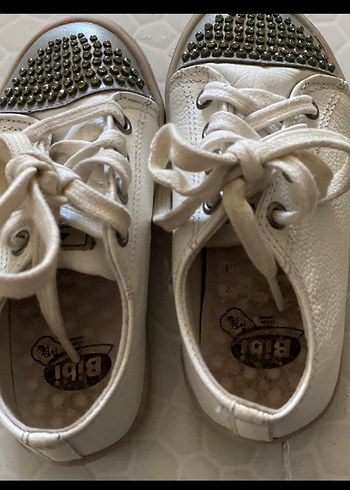 Kız Çocuk Beyaz Parlak Taşlı Rock Punk Spor Ayakkabı - Görsel 6