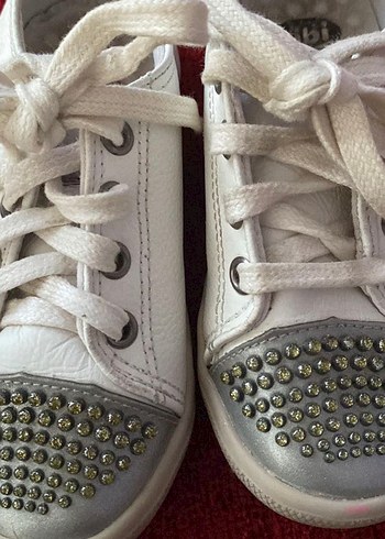 Kız Çocuk Beyaz Parlak Taşlı Rock Punk Spor Ayakkabı - Görsel 2