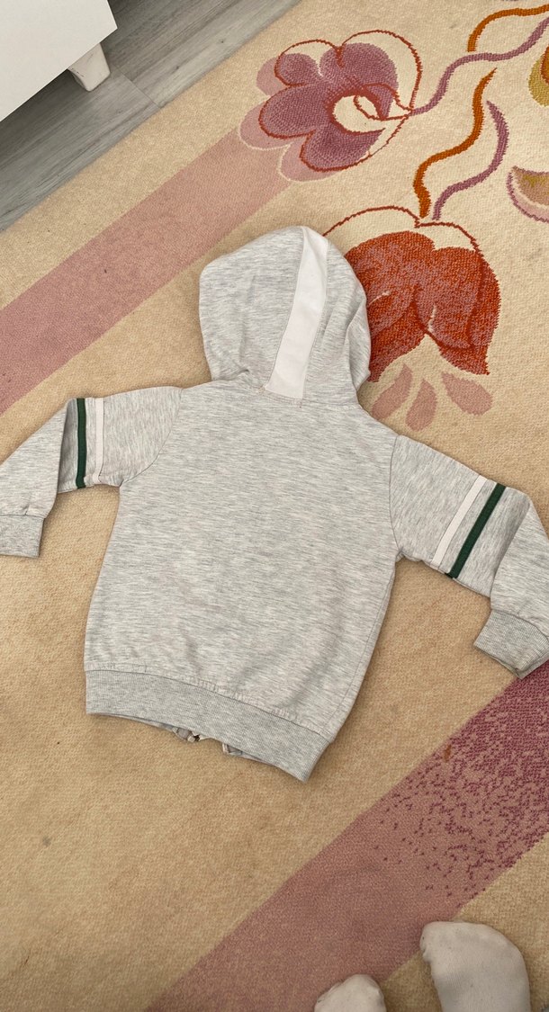 Gri Kapüşonlu Erkek Çocuk Sweatshirt - Görsel 4