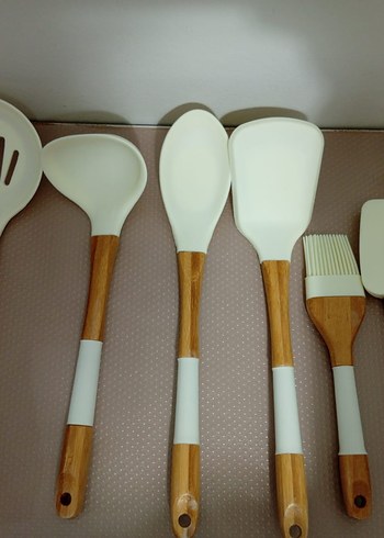 Beyaz Saplı Ahşap Mutfak Kaşık Seti - Görsel 3