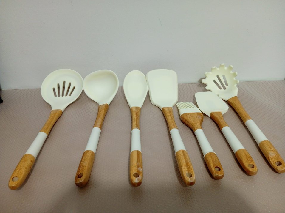 Beyaz Saplı Ahşap Mutfak Kaşık Seti - Görsel 2