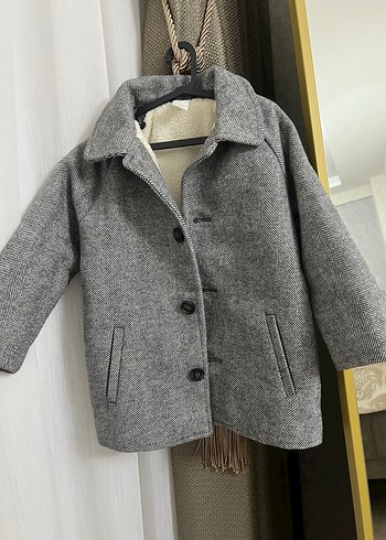 Gri Erkek Çocuk Yün Kaban - Görsel 2