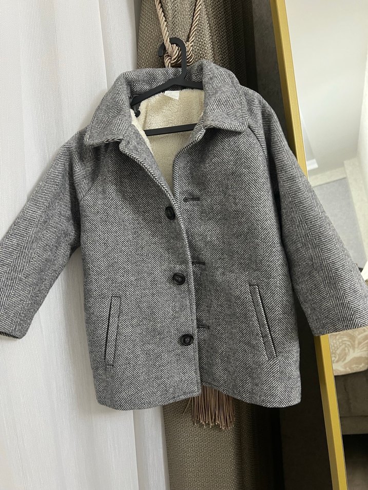 Gri Erkek Çocuk Yün Kaban - Görsel 2