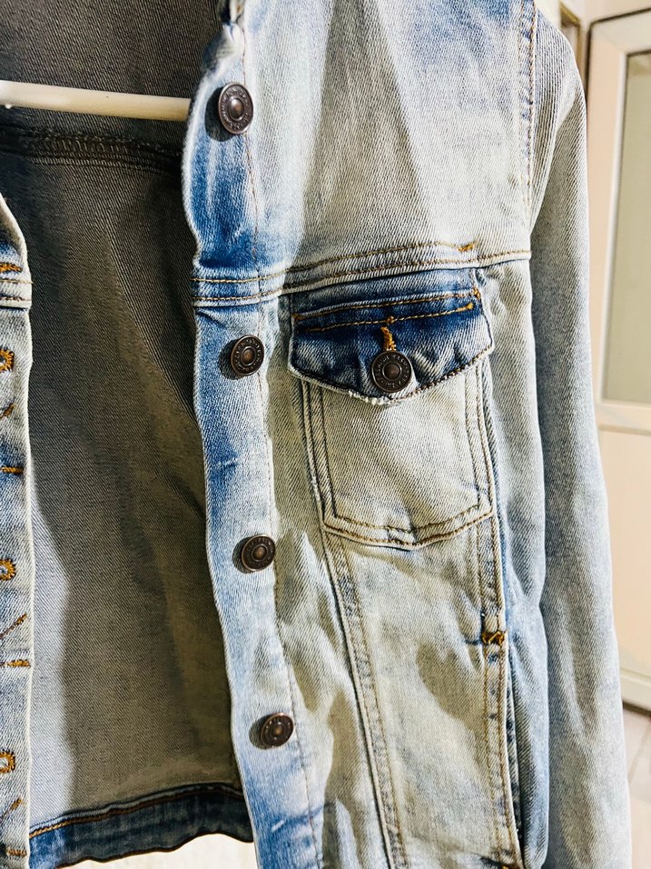 Zara Batik Desenli Kadın kot Ceket - Görsel 4