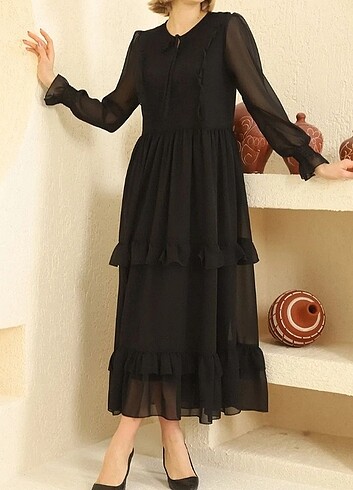 Estelle marka etiketli uzun elbise siyah beden 42 