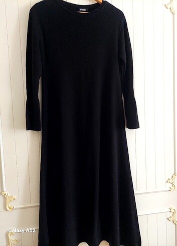 40 Beden Yeni tam boy elbise triko siyah 