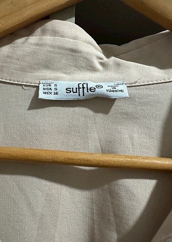 Bej terikoton Düğmeli Uzun Kollu Gömlek - Görsel 3