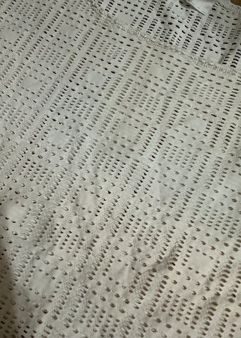 Bohem Beyaz Keten Düğmeli Hamile Tunik - Görsel 4