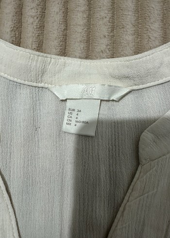 V Yaka Beyaz Keten Salaş Bluz - Görsel 5